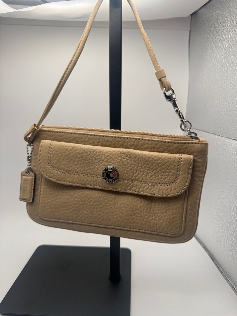 Coach Mini Pebbled Leather Crossbody in Tan
